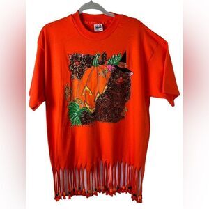Stunning Halloween S/S Top w/Fringe Trim Embellished w/Glittery Cats Size XL